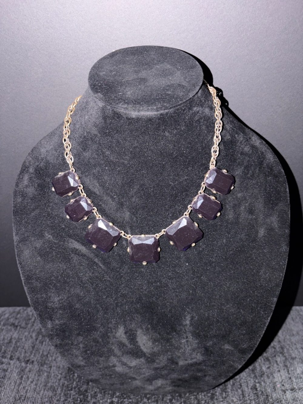 Statement Faceted Dark Purple Collar Necklace